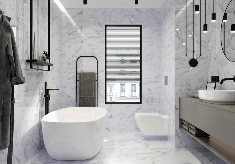 Brandon white marble effect tile 300x600mm - view 2