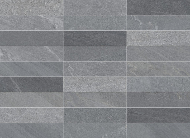 Brooksville Dark Grey Stone Effect Matt Porcelain Wall & Floor Tile 70x280mm