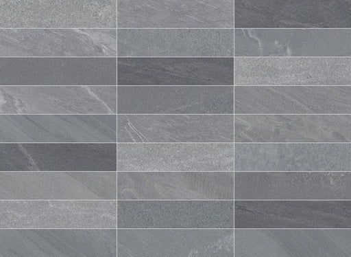 Brooksville Dark Grey Stone Effect Matt Porcelain Wall & Floor Tile 70x280mm