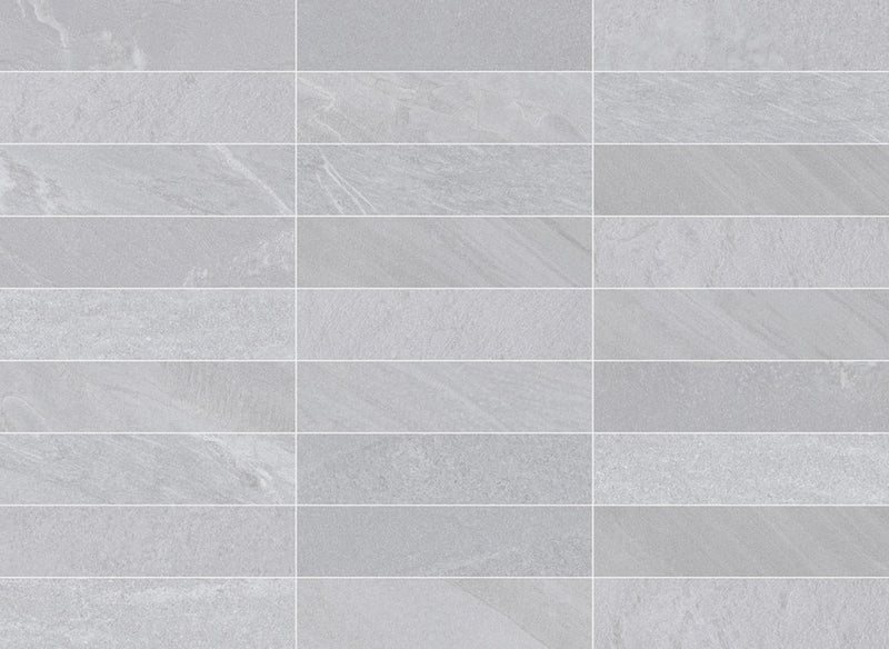 Brooksville Light Grey Stone Effect Matt Porcelain Wall & Floor Tile 70x280mm