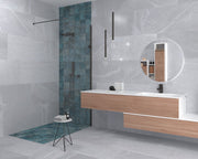 Brooksville Light Grey Stone Effect Satin Porcelain Wall & Floor Tile 450x900mm
