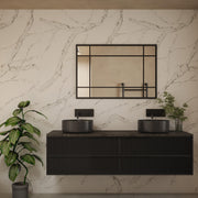 Bushboard Nuance Calacatta Volegno Shell shower wall panel installed in a bathroom