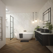 Bushboard Nuance Carnico Marble Gloss shower wall panel installed in a bathroom