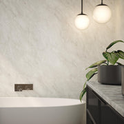 Bushboard Nuance Carnico Marble Gloss shower wall panel installed in a bathroom