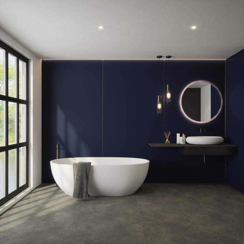 Bushboard Nuance Fusion Aegean Matt fusion wall panel installed in a bathroom