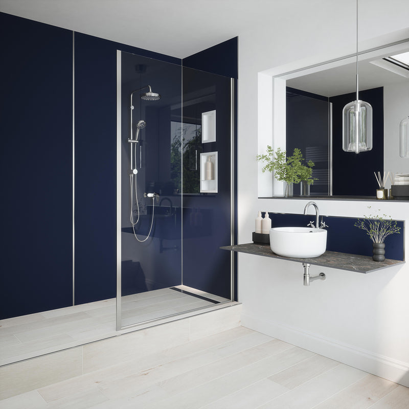 Bushboard Nuance Fusion Aegean Matt fusion wall panel installed in a bathroom