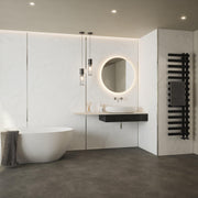 Bushboard Nuance Fusion Bianco Venato Shell fusion wall panel installed in a bathroom