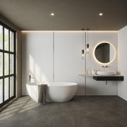 Bushboard Nuance Fusion Fresh White Gloss fusion wall panel installed in a bathroom