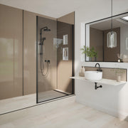 Bushboard Nuance Fusion Storm Cloud Gloss fusion wall panel installed in a bathroom
