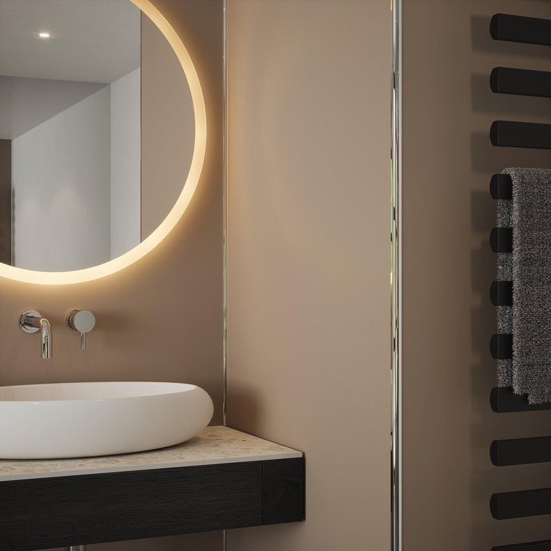 Bushboard Nuance Fusion Storm Cloud Gloss fusion wall panel installed in a bathroom