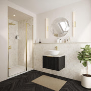 Bushboard Nuance Light Terrazzo Roche shower wall panel installed in a bathroom