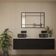 Bushboard Nuance Light Travertine Roccia shower wall panel installed in a bathroom