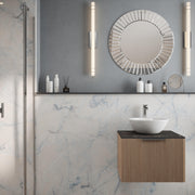 Bushboard Nuance White Onyx Gloss shower wall panel installed in a bathroom