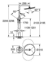 Grohe Essence freestanding shower system 23741 chrome with Rainshower Cosmopolitan 310 head shower