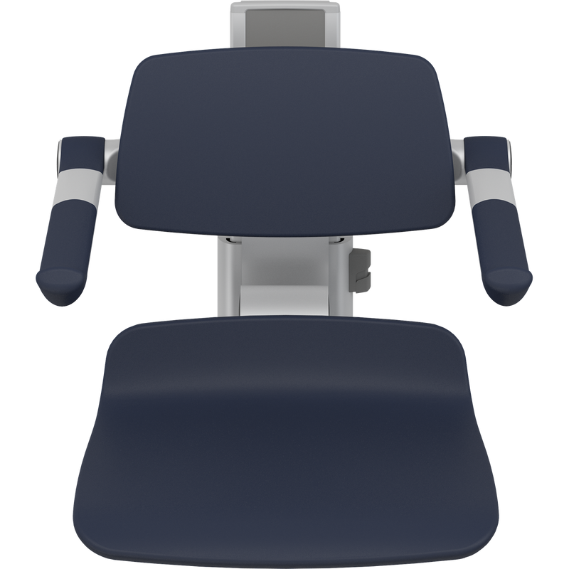 Pressalit PLUS Shower Seat 450 incl. Backrest & Armrests, Manually Height Adjustable, Dark Blue (R7434108)