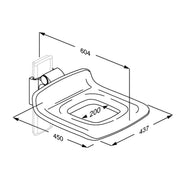 Pressalit PLUS Replacement Shower Seat 450 with Aperture dimensioned drawing (R7115112)