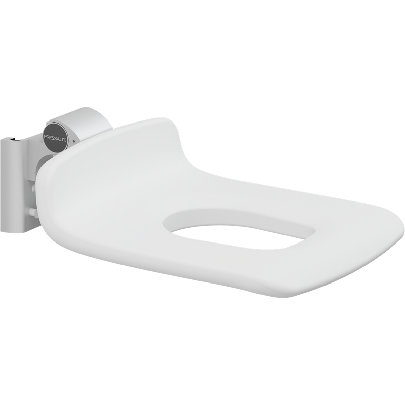 Pressalit PLUS Replacement Shower Seat 450 with Aperture, Manually Height Adjustable, White (R7115000)