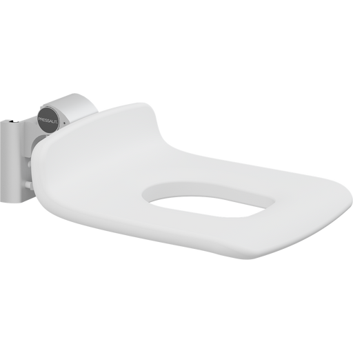 Pressalit PLUS Replacement Shower Seat 450 with Aperture, Manually Height Adjustable, White (R7115000)