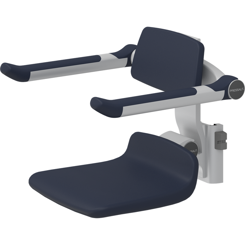 Pressalit PLUS Replacement Shower Seat 310 incl. Backrest & Armrests, Manually Height Adjustable, Dark Blue (R7034108)