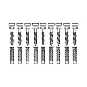 Pressalit Mounting Kit — 9 × Coach Screws Ø10 × 70 with SX12 Plugs & white screw covers, for Brick (V8611)
