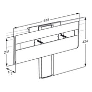 Pressalit PLUS wash basin bracket with tilt lock, dimensioned drawing