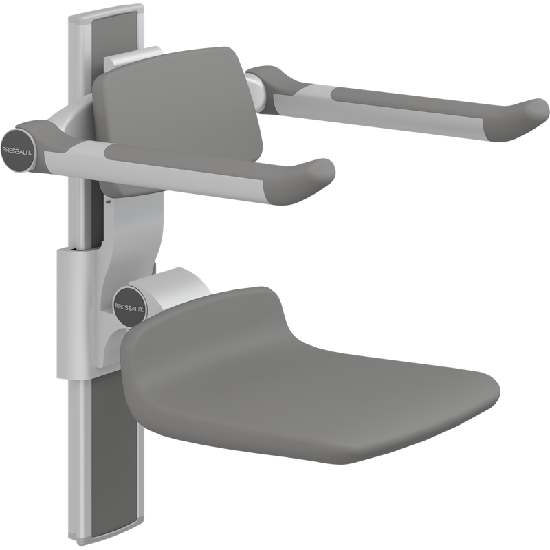 Pressalit PLUS Shower Seat 310 incl. Backrest & Armrests, Manually Height Adjustable, Anthracite (R7334112)