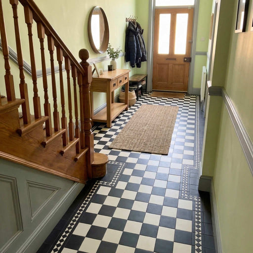 Cape Coral Black Victorian Plain Matt Porcelain Floor Tile 93x93mm