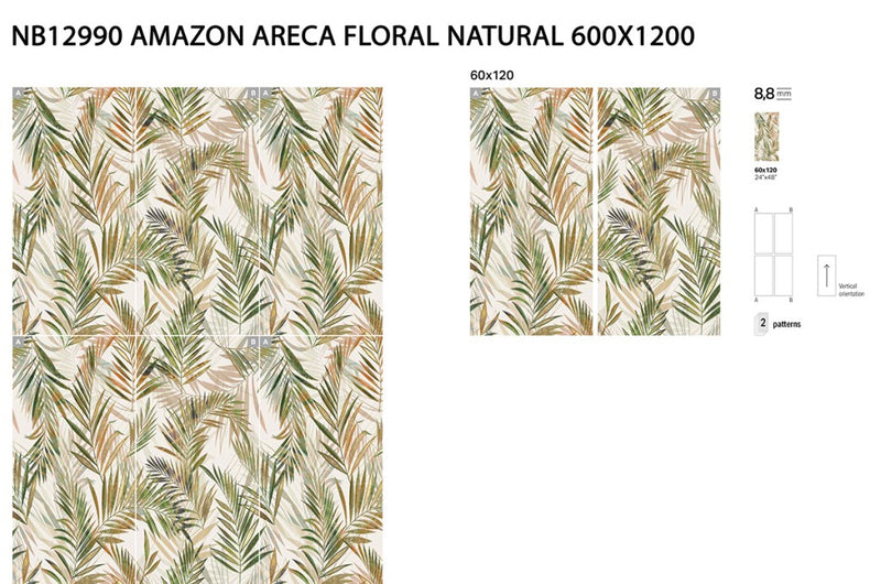 Captiva areca palm floral mural panel 600x1200mm - view 3