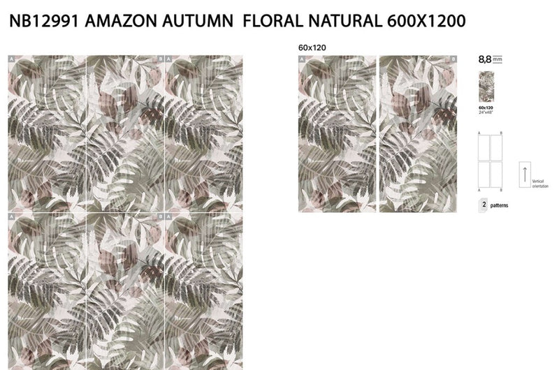 Captiva autumn floral mural panel 600x1200mm - view 3