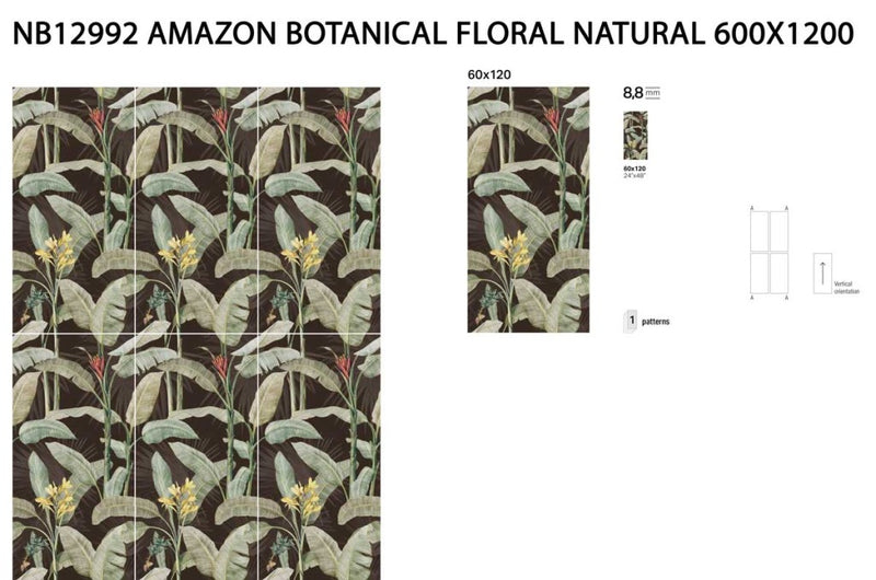 Captiva botanical floral mural panel 600x1200mm - view 3