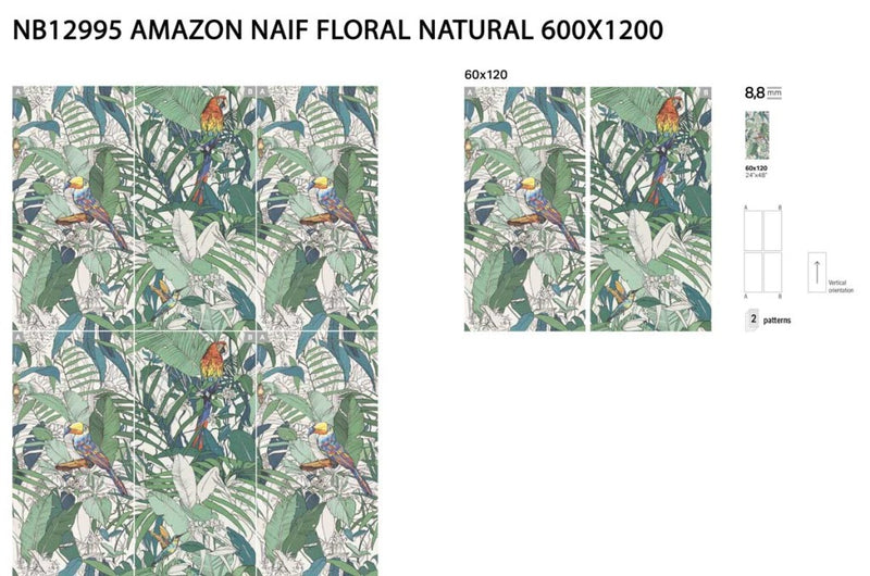 Captiva folk art floral mural panel 600x1200mm - view 4