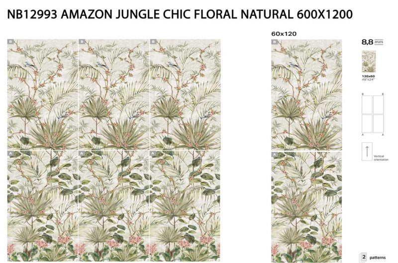 Captiva jungle floral mural panel 600x1200mm - view 4