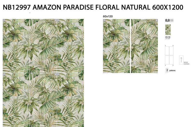 Captiva paradise floral mural panel 600x1200mm - view 3