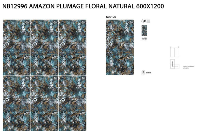 Captiva plumage floral mural panel 600x1200mm - view 3