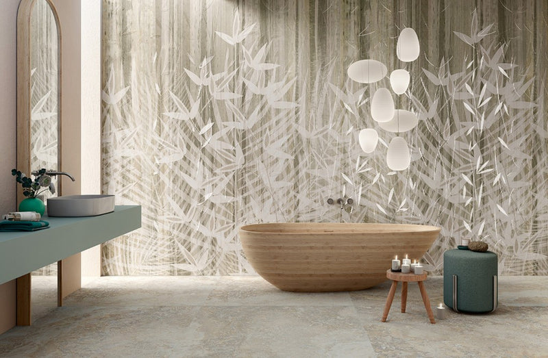 Captiva Shadow Leaves Floral Satin Porcelain Wall Tile 600x1200mm