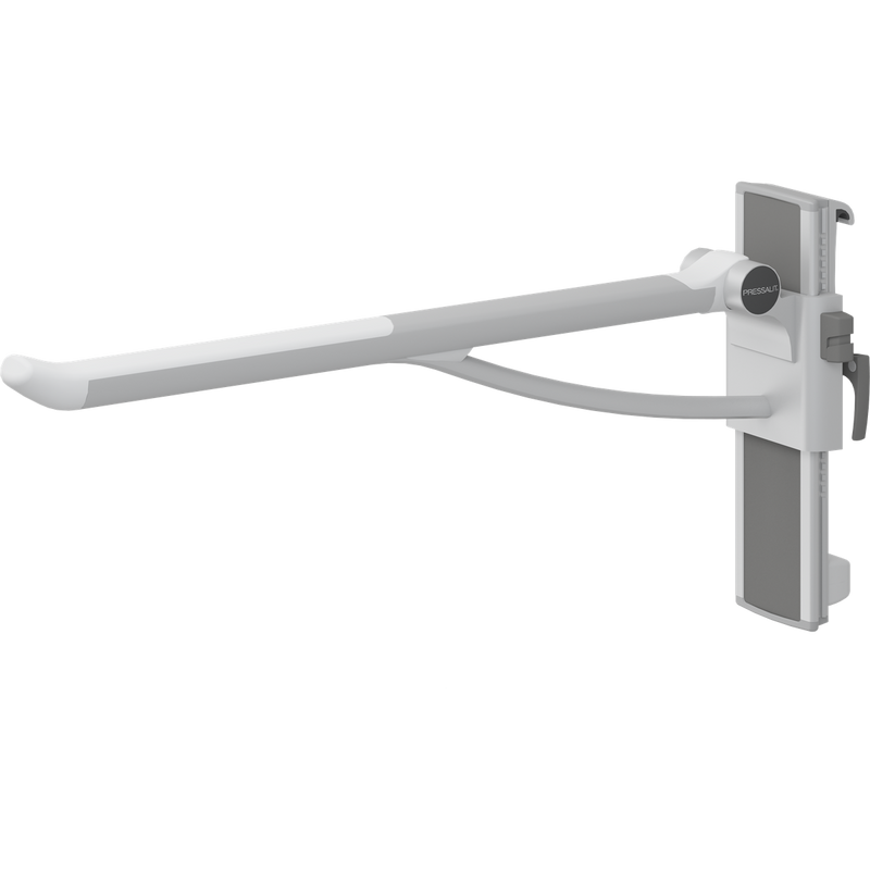 Pressalit PLUS support arm, 850mm, height & sideways adjustable, right-hand, white