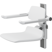 Pressalit PLUS Shower Seat 450 incl. Backrest & Armrests, Manually Height Adjustable, White (R7434000)