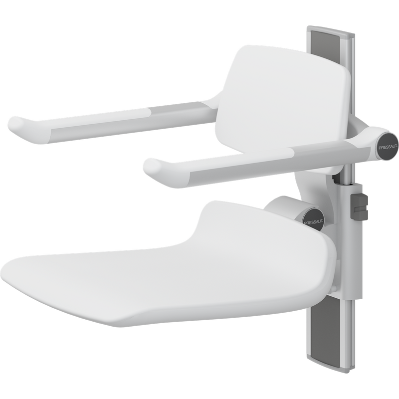 Pressalit PLUS Shower Seat 450 incl. Backrest & Armrests, Manually Height Adjustable, White (R7434000)