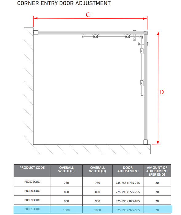 Impey Coram Premier 8 Corner Entry Enclosure Clear Glass 1000mm Chrome (P8CE10CUC)