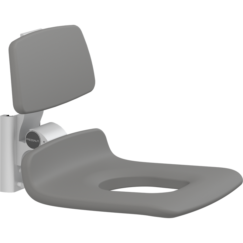 Pressalit PLUS Replacement Shower Seat 450 with Aperture incl. Backrest, Manually Height Adjustable, Anthracite (R7125112)