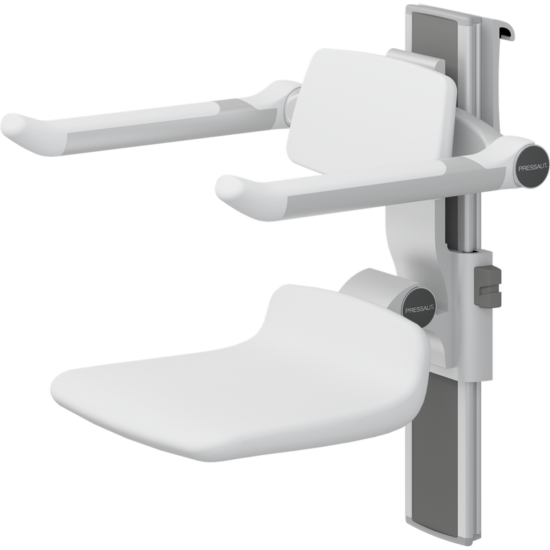 Pressalit PLUS Shower Seat 310 incl. Backrest & Armrests, Manually Height & Sideways Adjustable, White (R7364000)