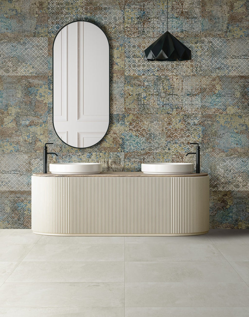 Cocoa blue textile effect tile 500x1000mm - view 2