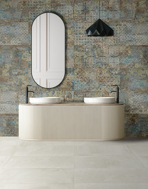 Cocoa blue textile effect tile 500x1000mm - view 2