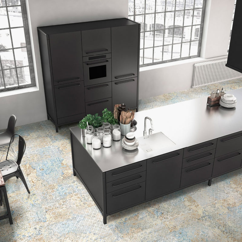 Cocoa blue textile effect tile 500x1000mm - view 4