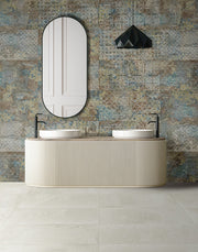 Cocoa Blue Textile Effect Matt Porcelain Wall & Floor Tile 500x1000mm
