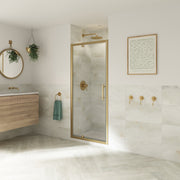 Coram Optima 6 pivot shower door in brushed gold