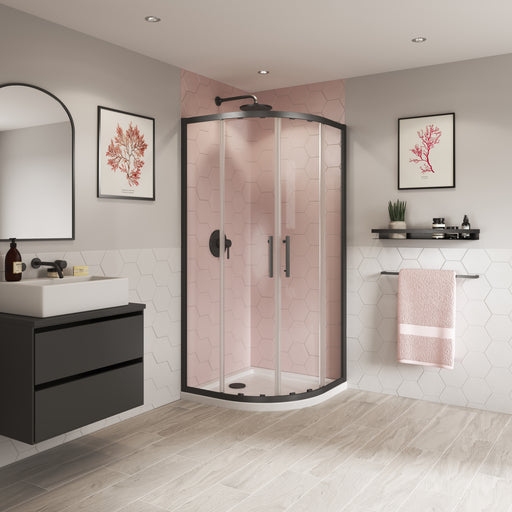 Coram Optima 6 quadrant shower enclosure in brushed black