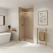 Coram Optima 6 sliding shower door in brushed gold