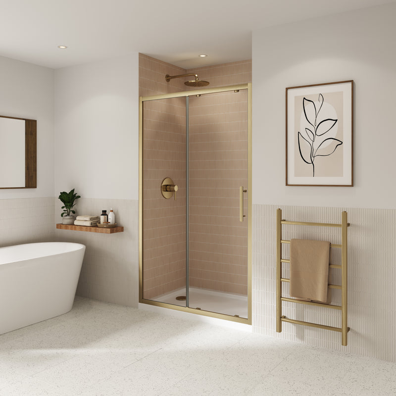 Coram Optima 6 sliding shower door in brushed gold