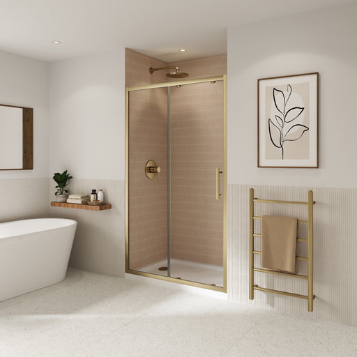 Coram Optima 6 sliding shower door in brushed gold